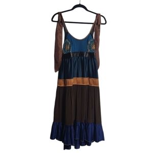 CESAR ARELLANES Multicolor Sleeveless Halter Dress Wrap Neck Size Small